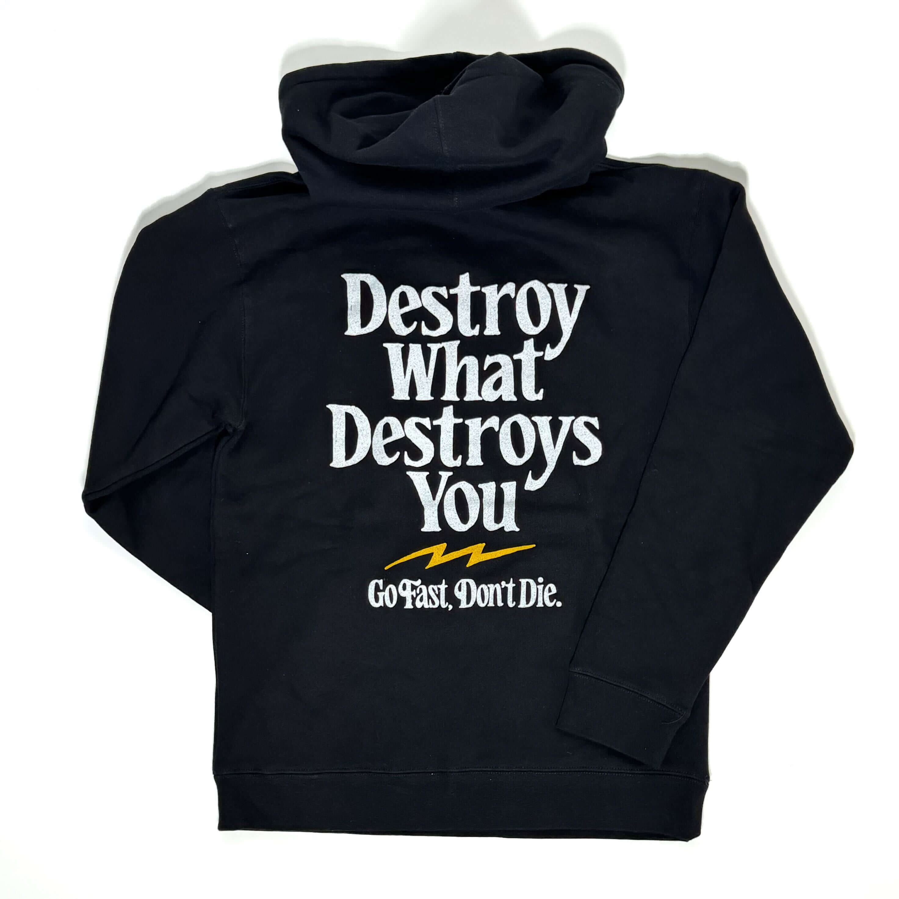 Destroy What Destroys You Hoodie Motorycle Apparel Gear Independent Trading Co. Heavyweight Hooded Sweatshirt Black Size S